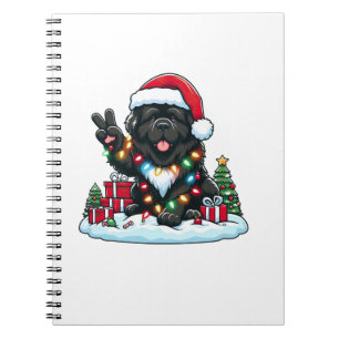 Peace Hand Neufundland Hunde Weihnachtslicht Fraue Notizblock