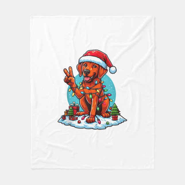 Peace Hand Rhodesian Ridgeback Christmas Lights Wo Fleecedecke (Vorderseite)