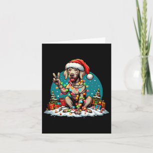 Peace Hand Weimaraner Hund Weihnachtsleuchten Frau Karte