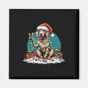Peace Hand Weimaraner Hund Weihnachtsleuchten Frau Magnet