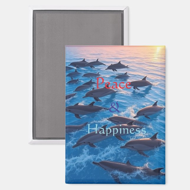 Peace & Happiness  Magnet (Vorderseite/Rückseite)