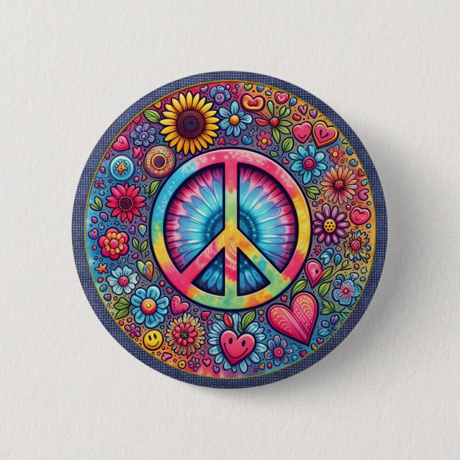 Peace Hearts and Flower Button (Vorderseite)