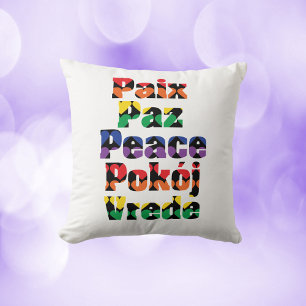Peace Hearts Rainbow Typografy Kissen