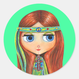 Peace Hippie Doll Sticker