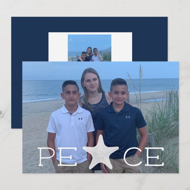 Peace Holiday Foto Christmas Card Einladung (Vorne/Hinten)