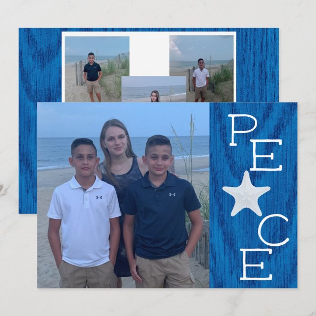 Peace Holiday Photo Collage Carte de Noël (Devant / Derrière)