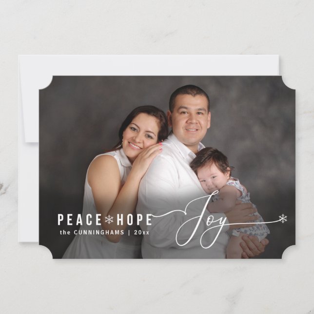 Peace Hope Freude Weihnachten Foto Name Holiday Ca (Vorderseite)