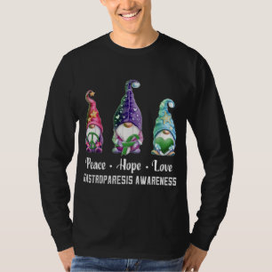 Peace Hope Liebe Gnomes Gastroparesis Awareness T-Shirt