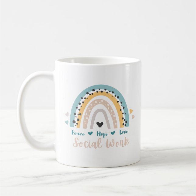 Peace Hope Love Social Work Coffee Mug (Gauche)