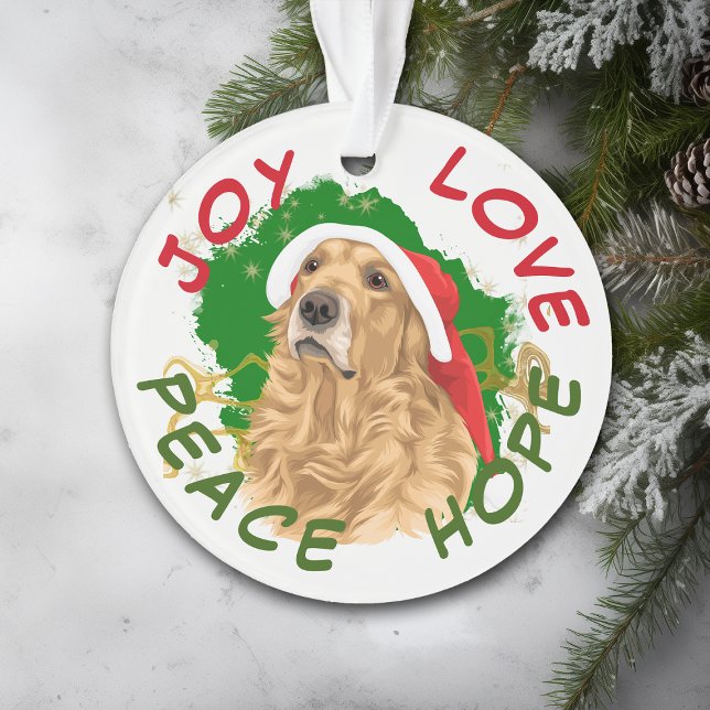 Peace Hope Santa Hat Golden Retriever (Créateur téléchargé)