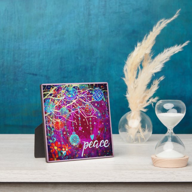 Peace Hübsch Ornaments Weihnachten Lila Fotoplatte (InSitu)