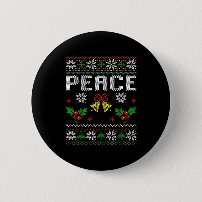 Peace I Come In Peace Couple Matching Ugly Christm Button (Vorderseite)