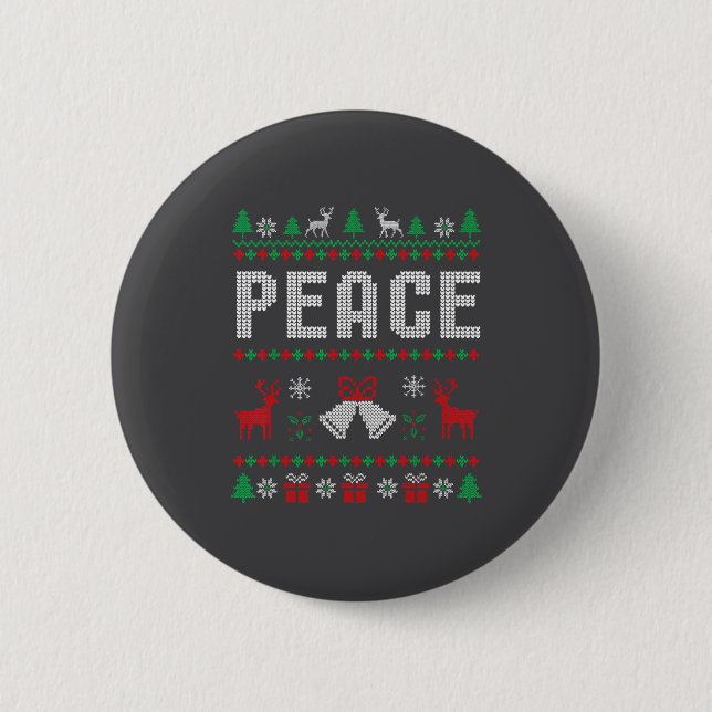 Peace I Come In Peace Couple Matching Ugly Christm Button (Vorderseite)