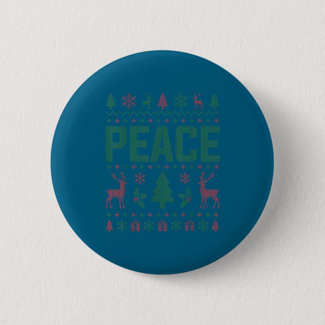 Peace I Come In Peace Couple Matching Ugly Christm Button (Vorderseite)