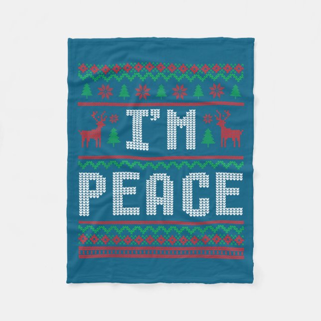 Peace I Come In Peace Couple Matching Ugly Christm Fleecedecke (Vorderseite)