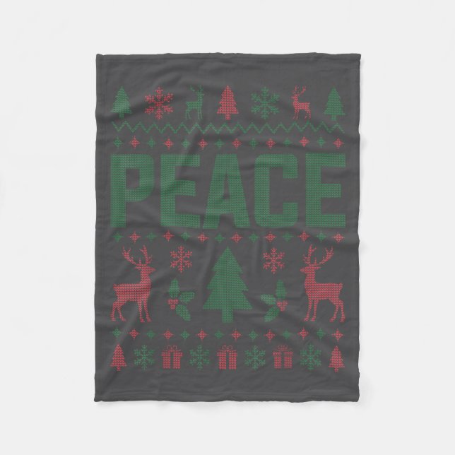 Peace I Come In Peace Couple Matching Ugly Christm Fleecedecke (Vorderseite)