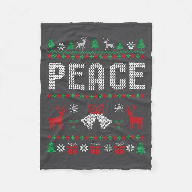 Peace I Come In Peace Couple Matching Ugly Christm Fleecedecke (Vorderseite)