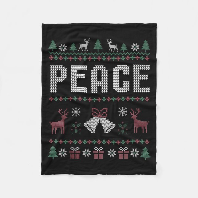 Peace I Come In Peace Couple Matching Ugly Christm Fleecedecke (Vorderseite)