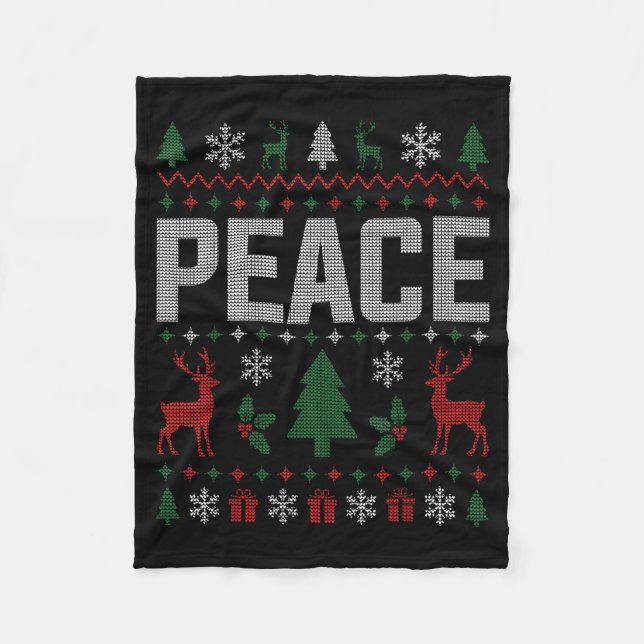 Peace I Come In Peace Couple Matching Ugly Christm Fleecedecke (Vorderseite)