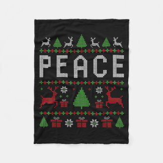 Peace I Come In Peace Couple Matching Ugly Christm Fleecedecke