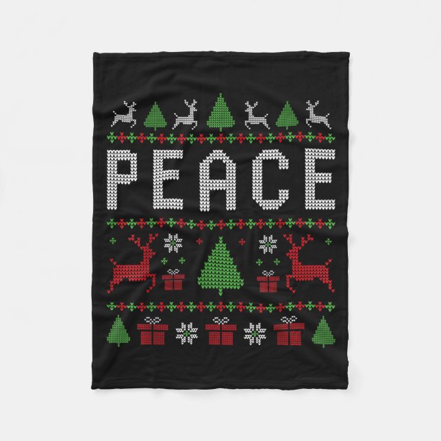 Peace I Come In Peace Couple Matching Ugly Christm Fleecedecke (Vorderseite)