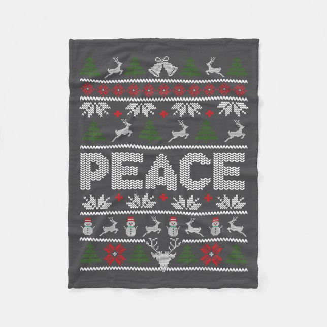 Peace I Come In Peace Couple Matching Ugly Christm Fleecedecke (Vorderseite)