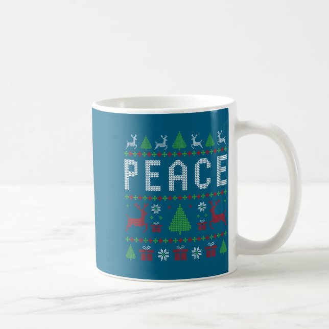Peace I Come In Peace Couple Matching Ugly Christm Kaffeetasse (Rechts)