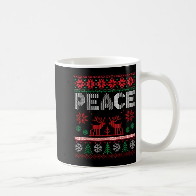 Peace I Come In Peace Couple Matching Ugly Christm Kaffeetasse (Rechts)
