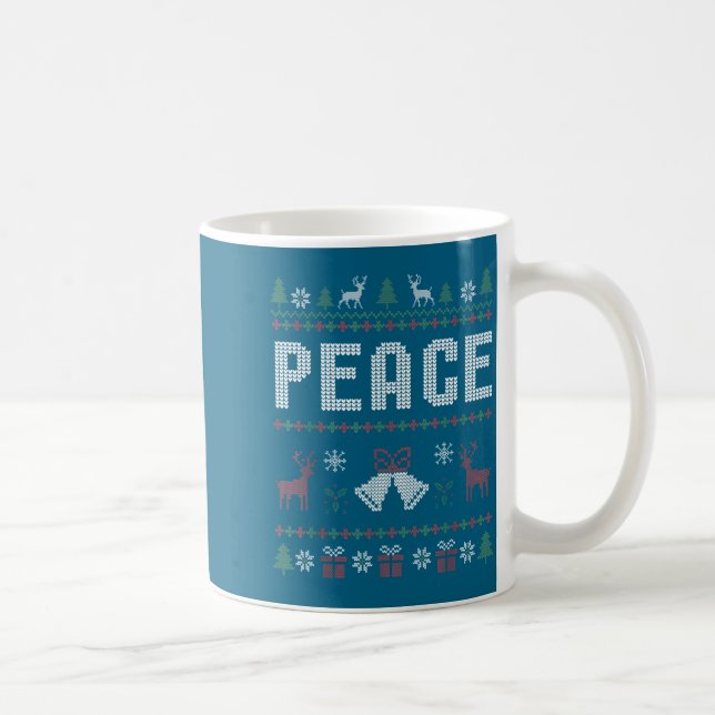 Peace I Come In Peace Couple Matching Ugly Christm Kaffeetasse (Rechts)