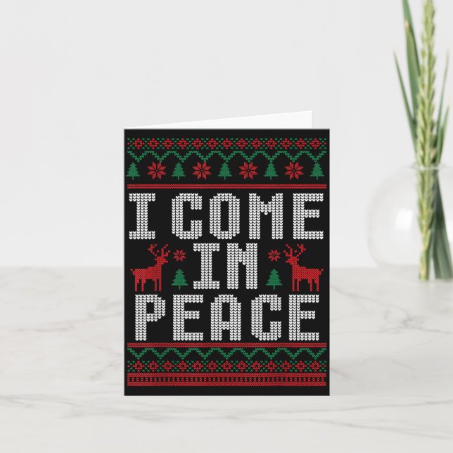 Peace I Come In Peace Couple Matching Ugly Christm Karte (Vorderseite)