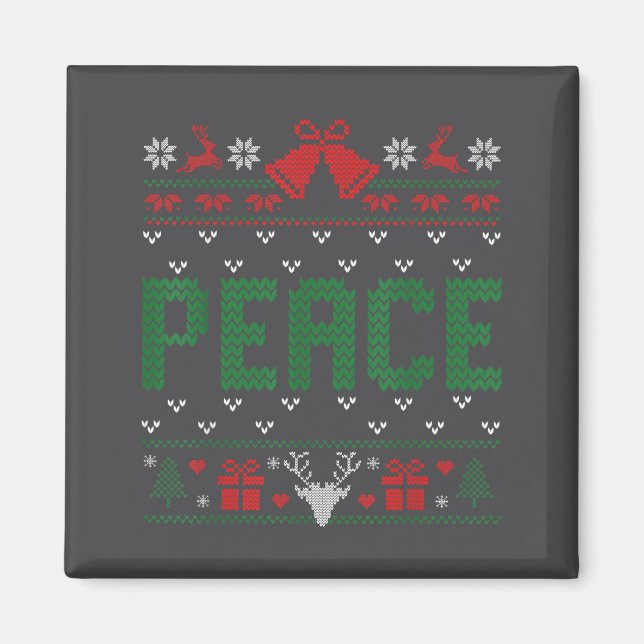 Peace I Come In Peace Couple Matching Ugly Christm Magnet (Vorne)