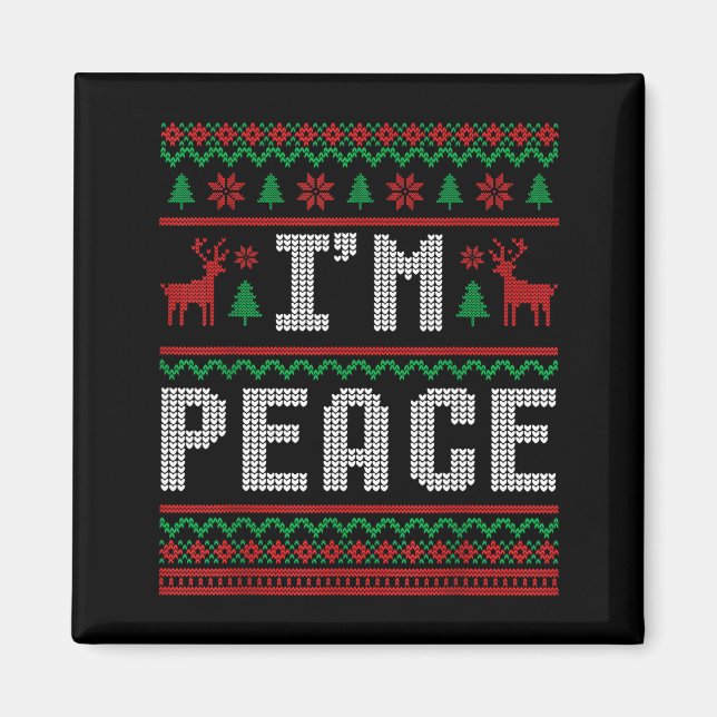 Peace I Come In Peace Couple Matching Ugly Christm Magnet (Vorne)