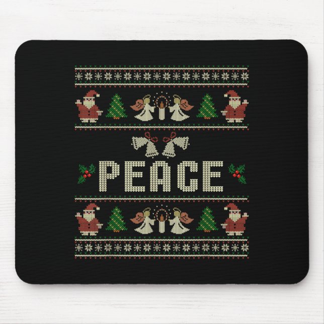 Peace I Come In Peace Couple Matching Ugly Christm Mousepad (Vorne)