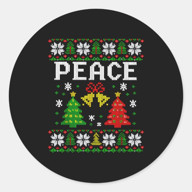 Peace I Come In Peace Couple Matching Ugly Christm Runder Aufkleber (Vorderseite)