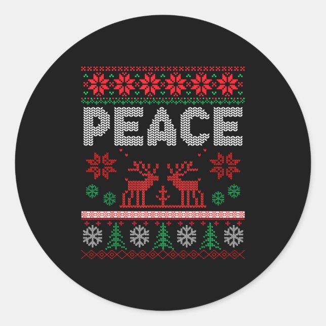 Peace I Come In Peace Couple Matching Ugly Christm Runder Aufkleber (Vorderseite)