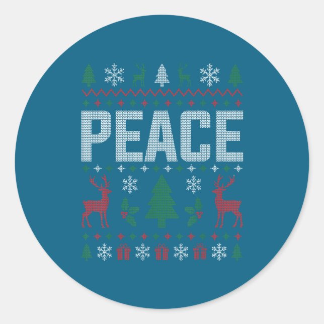Peace I Come In Peace Couple Matching Ugly Christm Runder Aufkleber (Vorderseite)
