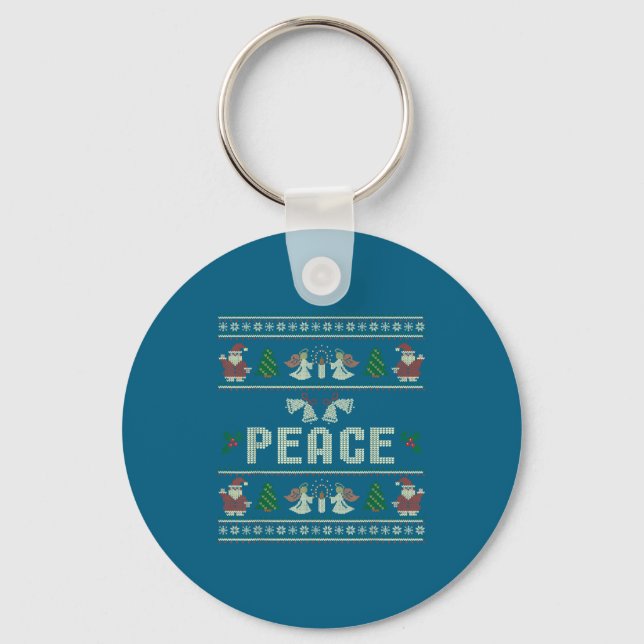 Peace I Come In Peace Couple Matching Ugly Christm Schlüsselanhänger (Vorderseite)
