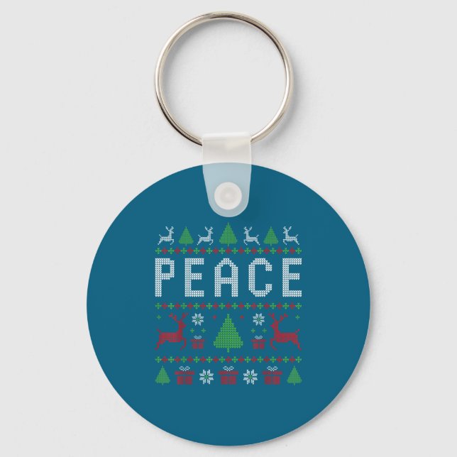Peace I Come In Peace Couple Matching Ugly Christm Schlüsselanhänger (Vorderseite)