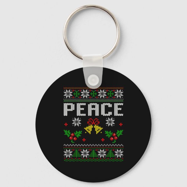 Peace I Come In Peace Couple Matching Ugly Christm Schlüsselanhänger (Vorderseite)