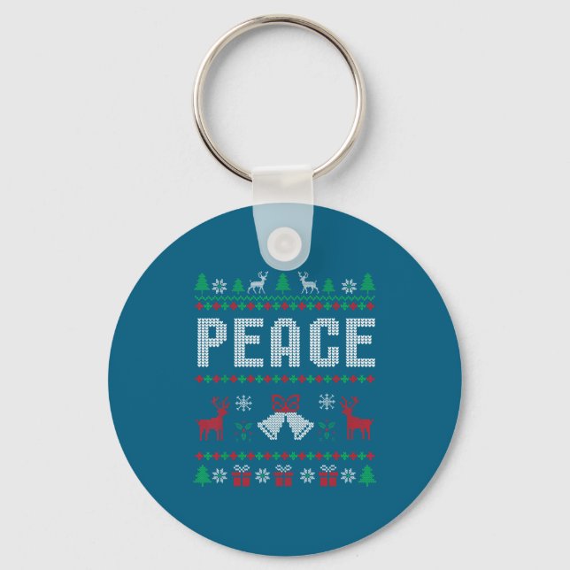 Peace I Come In Peace Couple Matching Ugly Christm Schlüsselanhänger (Vorderseite)