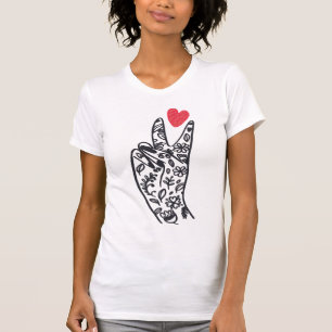 PEACE I FRIEDENSign Fingers mit LIEBE  T-Shirt