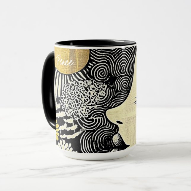 Peace in Bloom Abstract Mug Tasse (Vorderseite Links)