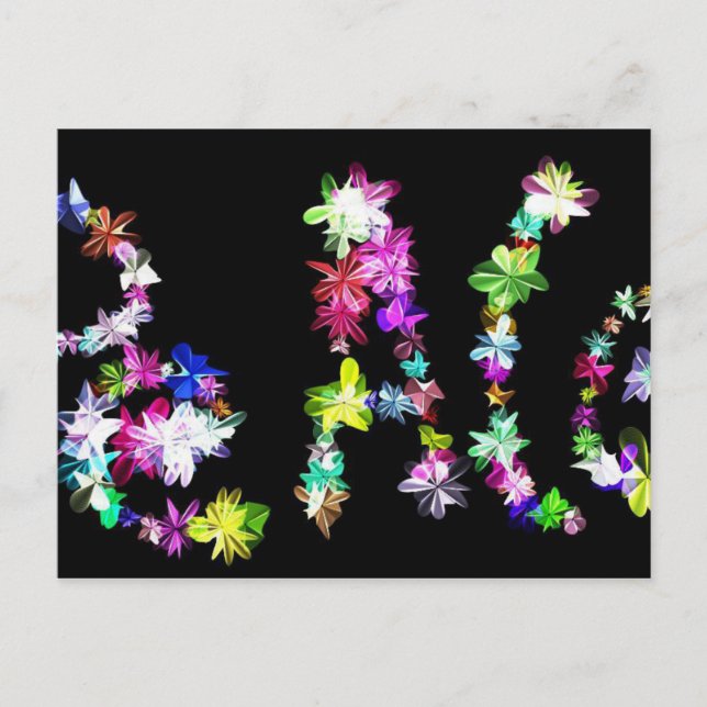 "PEACE" in Blume Art Print Customizing Product Postkarte (Vorderseite)