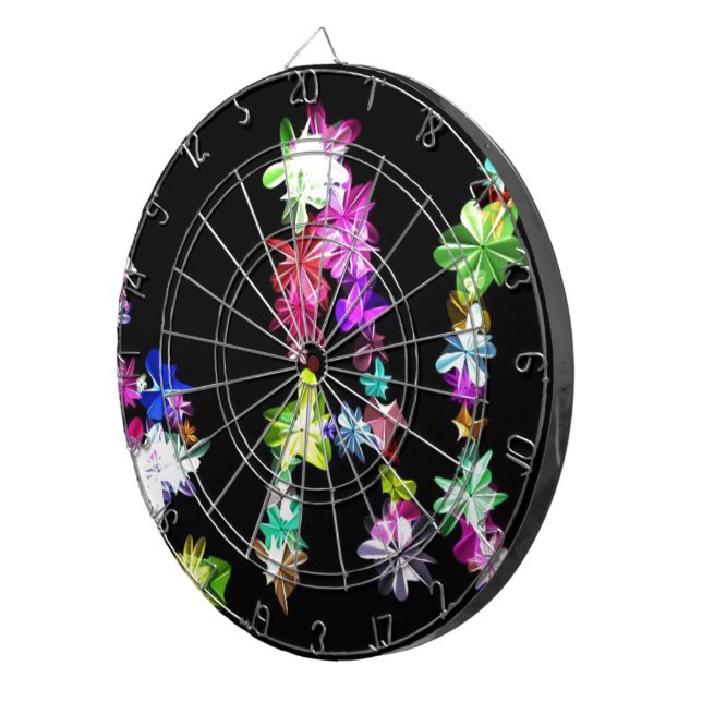 "PEACE" in Blume Art Print Dartscheibe (Vorderseite rechts)