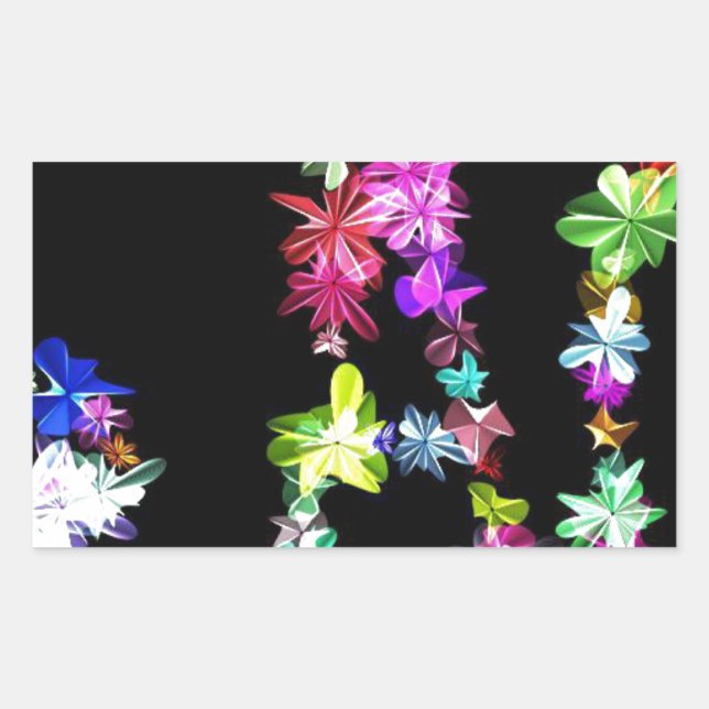 "PEACE" in Blume Art Print Rechteckiger Aufkleber (Vorderseite)