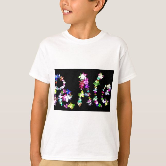 "PEACE" in Blume Art Print T-Shirt (Vorderseite)