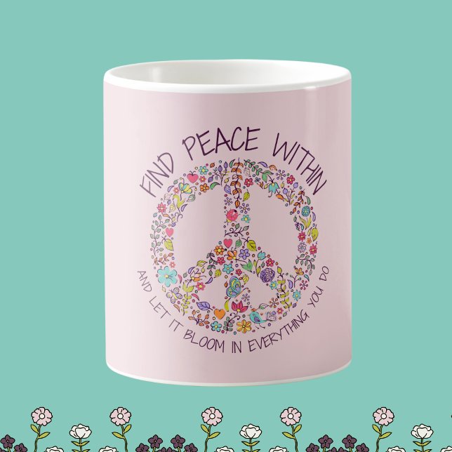 Peace In Floral Mug - Drinkware personnalisable (Peace Within Floral Mug – Customizable Drinkware)
