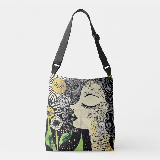 Peace in Serenity Abstract Tote Tragetaschen Mit Langen Trägern (Vorderseite)