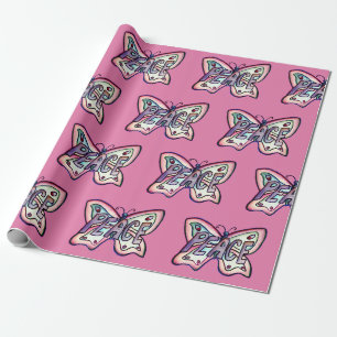 Peace Inspiration Pink Butterfly Wrapping Paper Geschenkpapier