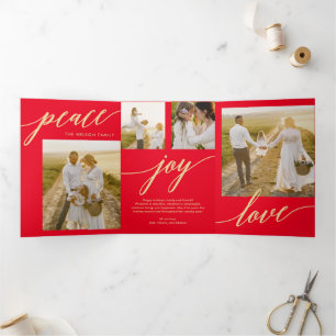 Peace Jove Love ÉDITABLE COULEUR Triple Carte de v